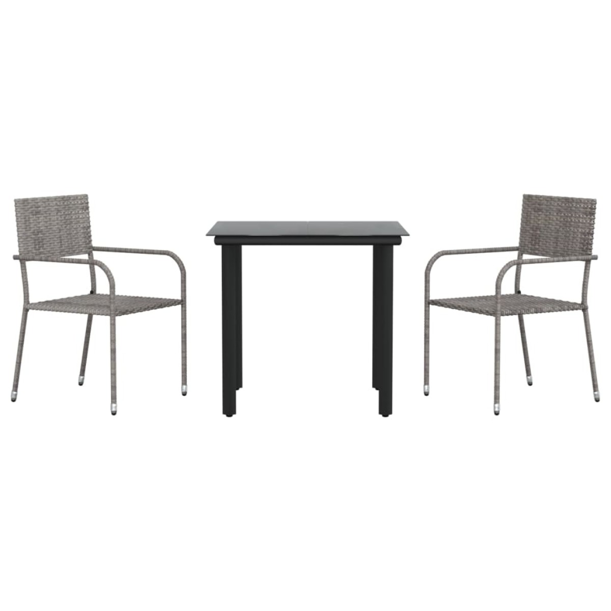 vidaXL Σετ Επίπλων Bistro Κήπου 3τεμ Γκρι/Μαύρο Συνθετικό Ρατάν/Ατσάλι