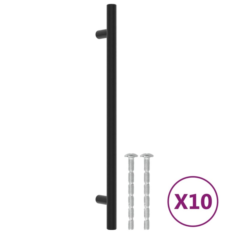 vidaXL Λαβές Ντουλαπιών 10 τεμ. Μαύρες 192 χιλ. από Ανοξείδωτο Ατσάλι
