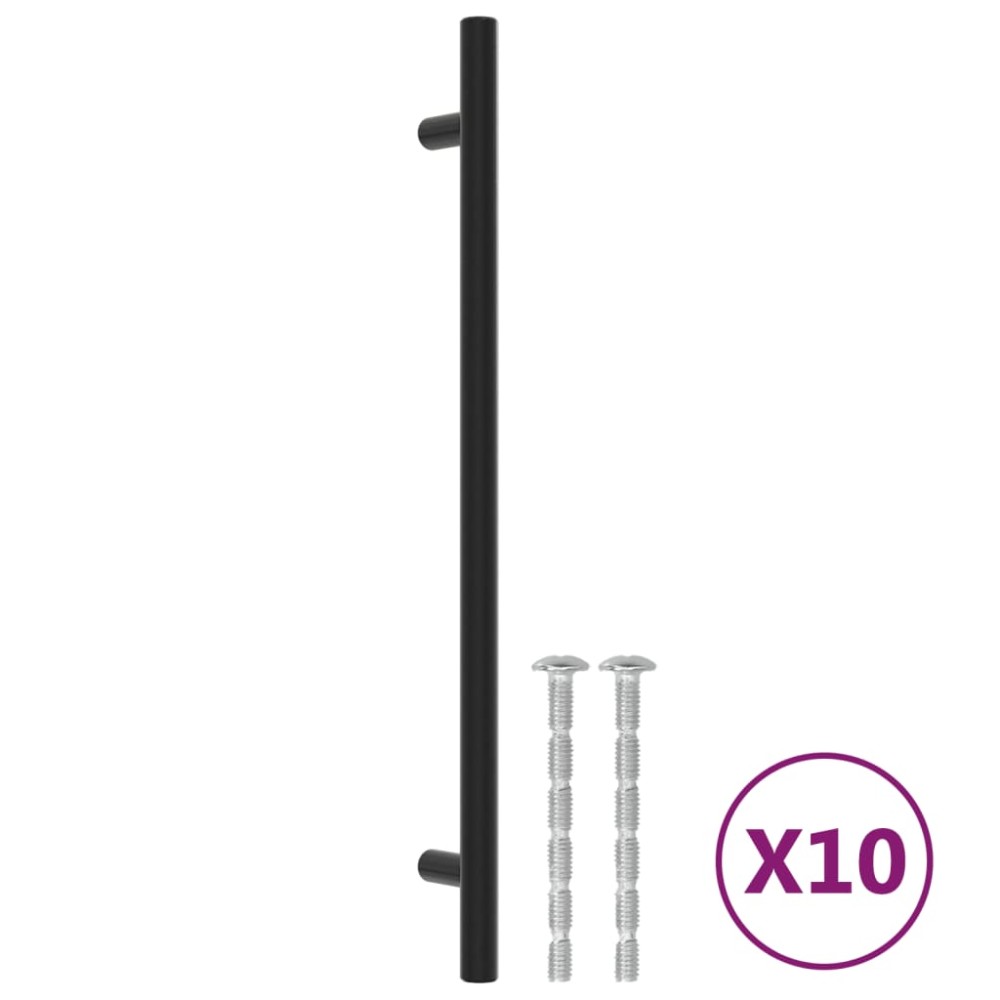vidaXL Λαβές Ντουλαπιών 10 τεμ. Μαύρες 224 χιλ. από Ανοξείδωτο Ατσάλι