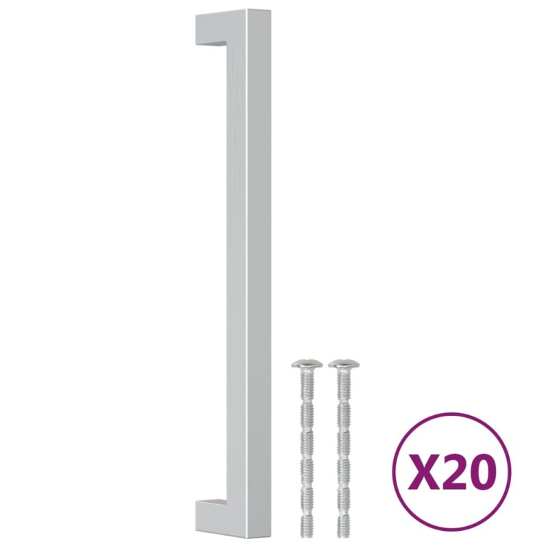 vidaXL Λαβές Ντουλαπιών 20 τεμ. Ασημί 192 χιλ. από Ανοξείδωτο Ατσάλι