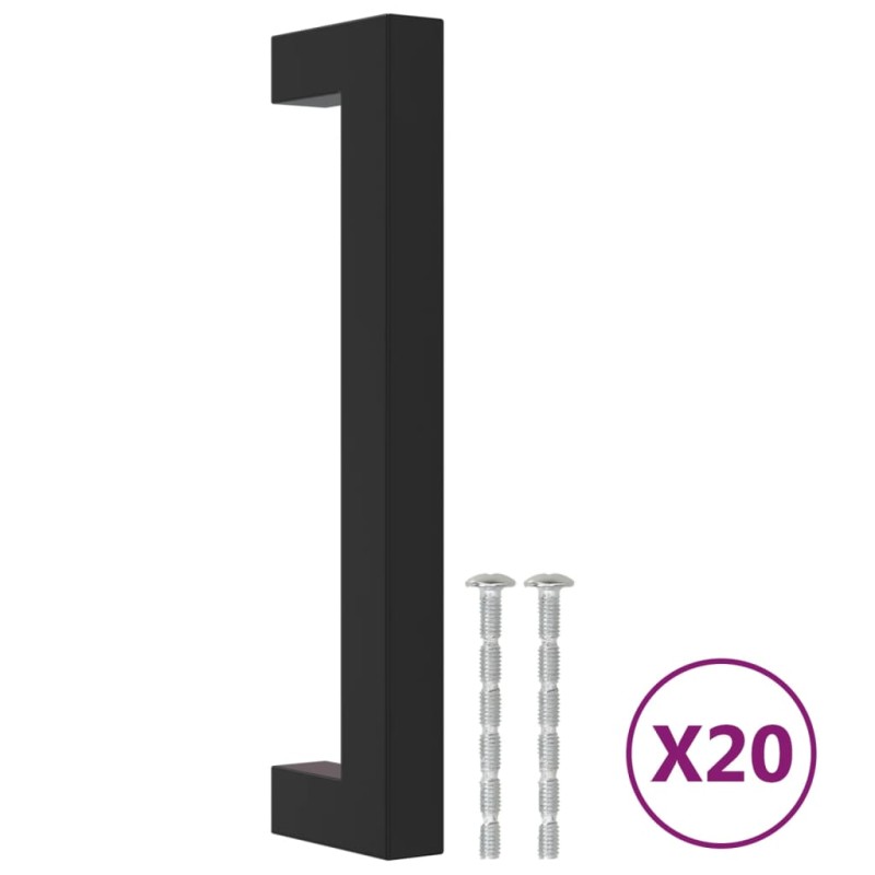 vidaXL Λαβές Ντουλαπιών 20 τεμ. Μαύρες 128 χιλ. από Ανοξείδωτο Ατσάλι