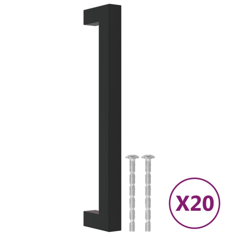 vidaXL Λαβές Ντουλαπιών 20 τεμ. Μαύρες 160 χιλ. από Ανοξείδωτο Ατσάλι