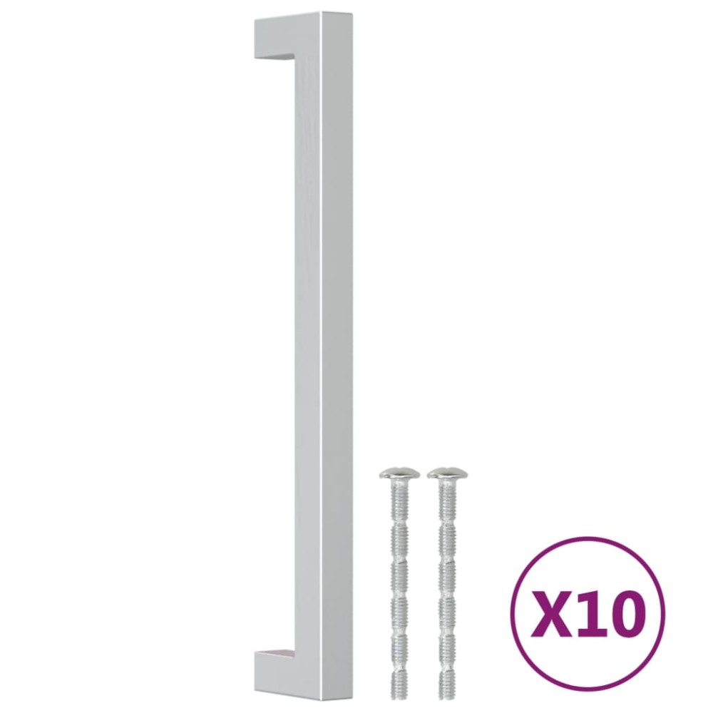 vidaXL Λαβές Ντουλαπιών 10 τεμ. Ασημί 192 χιλ. από Ανοξείδωτο Ατσάλι