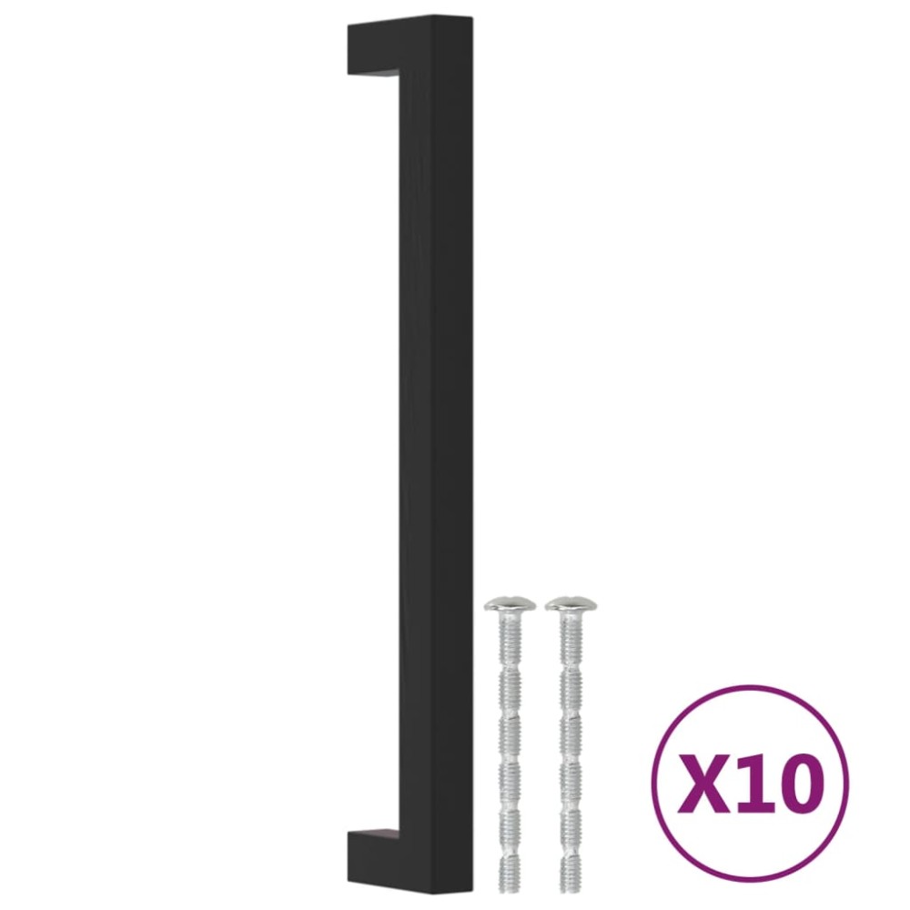 vidaXL Λαβές Ντουλαπιών 10 τεμ. Μαύρες 192 χιλ. από Ανοξείδωτο Ατσάλι