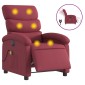vidaXL Πολυθρόνα Μασάζ Ηλεκτρική Ανακλινόμενη Μπορντό Υφασμάτινη