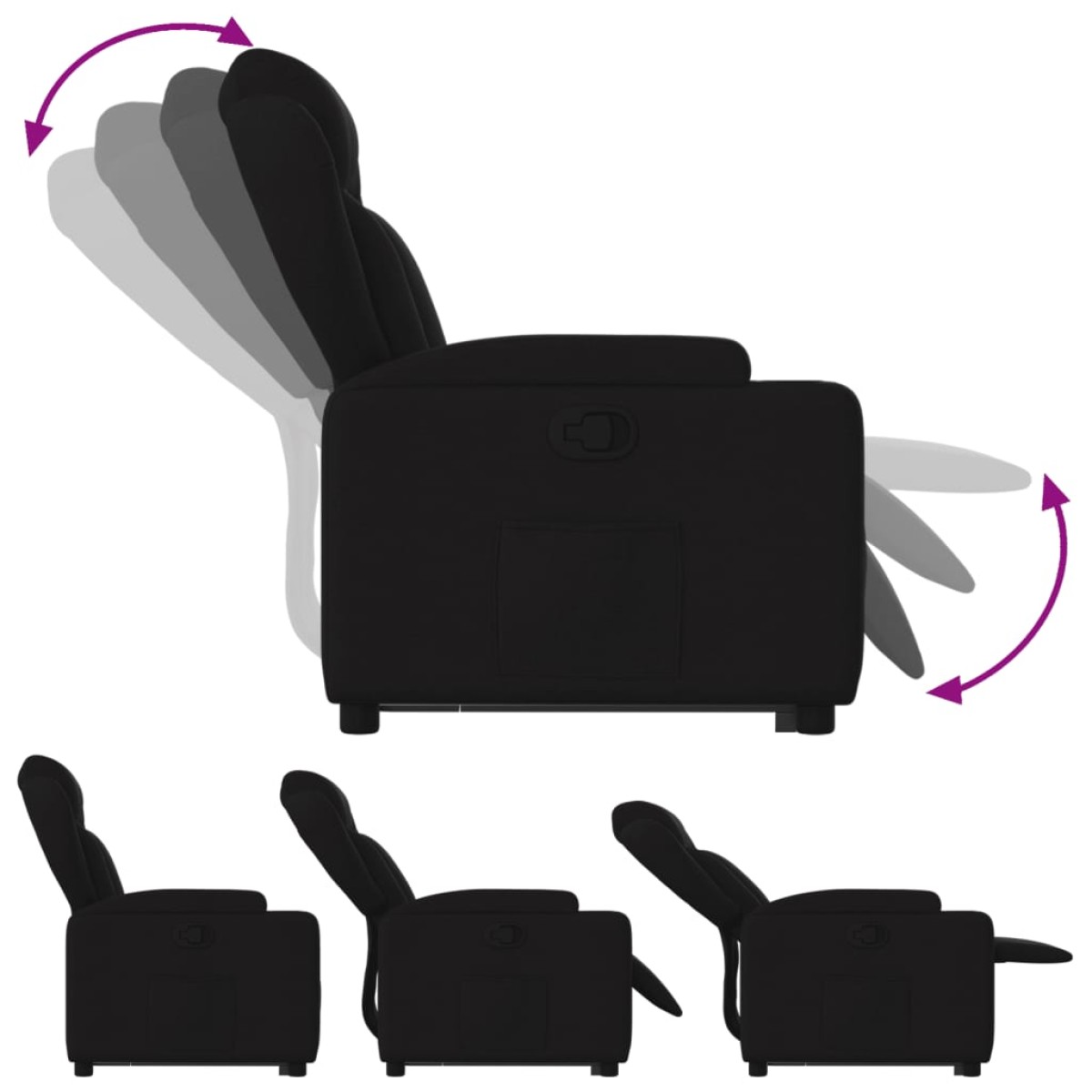 vidaXL Πολυθρόνα Ανακλινόμενη με Ανύψωση Μαύρη Υφασμάτινη
