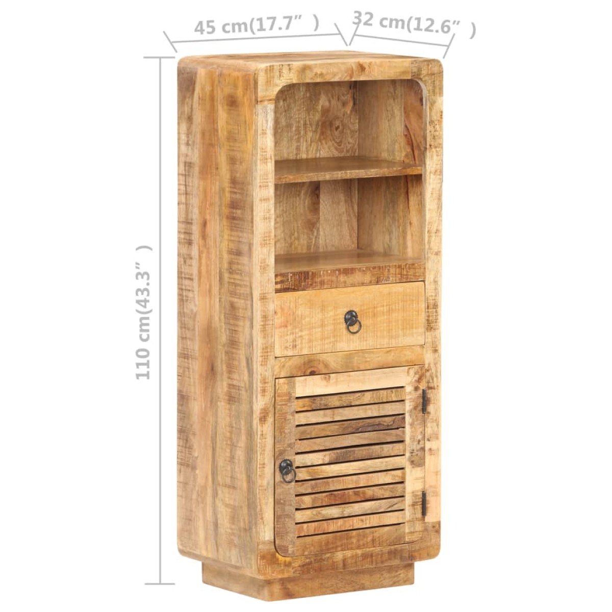 vidaXL Ντουλάπι με Συρτάρι/Ράφια 45x32x110 εκ. Ακατέργαστο Ξύλο Μάνγκο