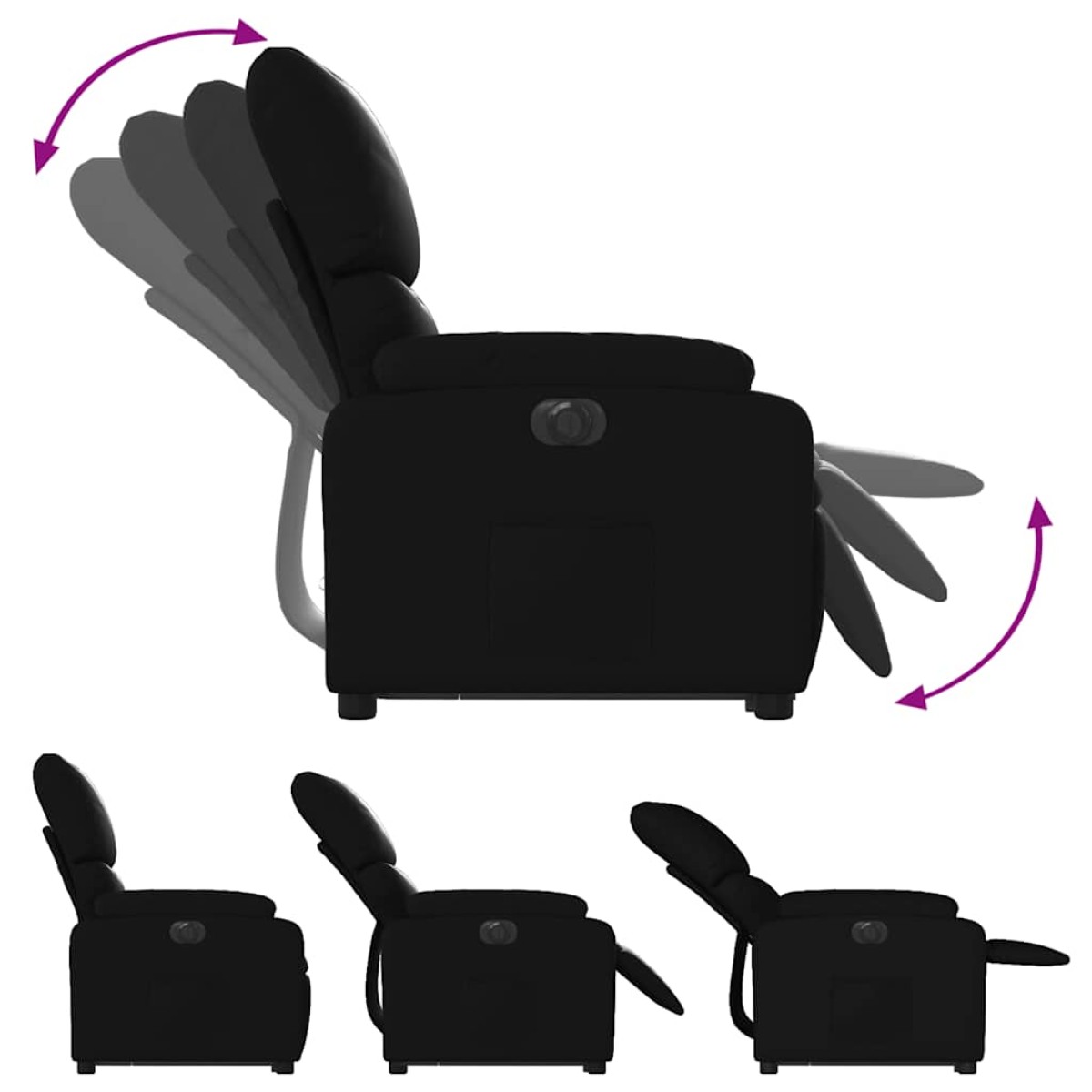 vidaXL Πολυθρόνα Ηλεκτρική Ανακλινόμενη με Ανύψωση Μαύρη Συνθ. Δέρμα