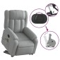 vidaXL Πολυθρόνα Μασάζ Ανακλινόμενη με Ανύψωση Ανοιχτό Γκρι Υφασμάτινη