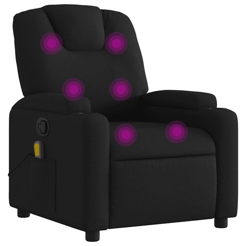vidaXL Πολυθρόνα Μασάζ με Ανακλινόμενη Πόρτα Μαύρη Υφασμάτινη