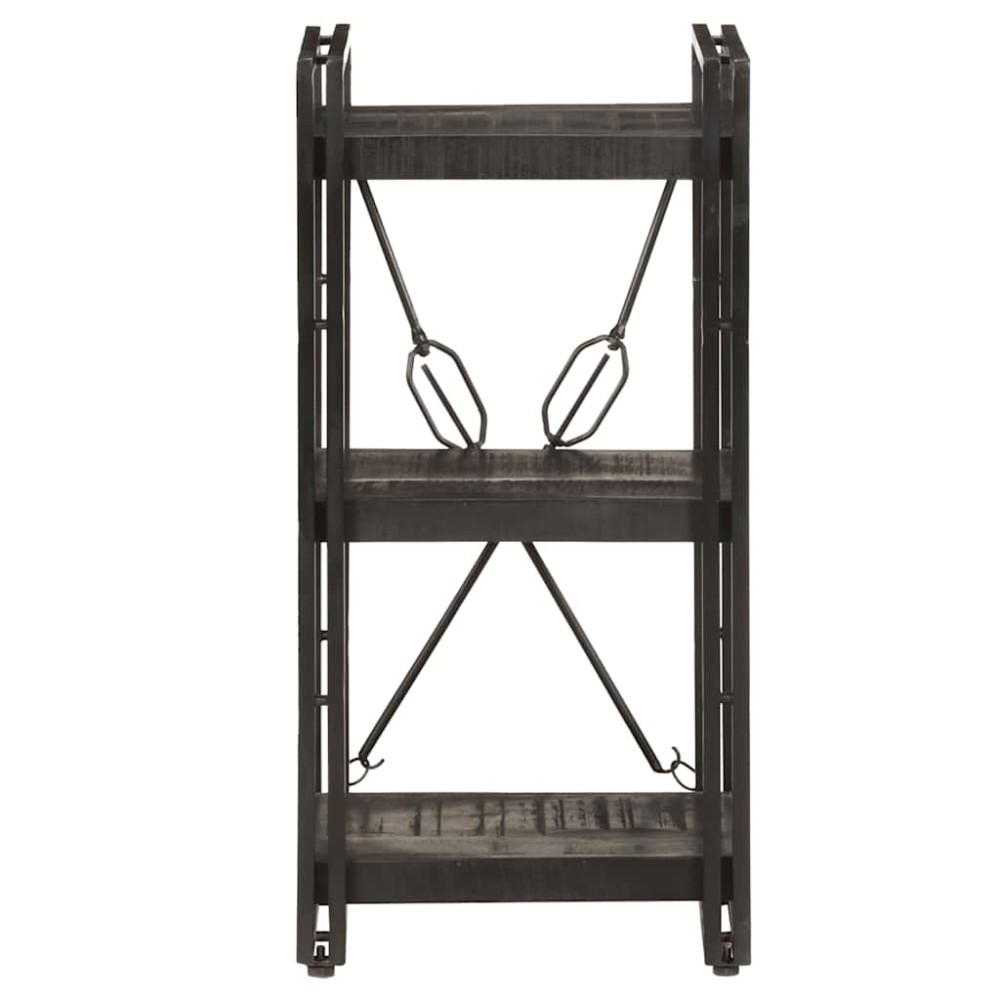 vidaXL Βιβλιοθήκη με 3 Επίπεδα Μαύρη 40x30x80 εκ. Μασίφ Ξύλο Μάνγκο