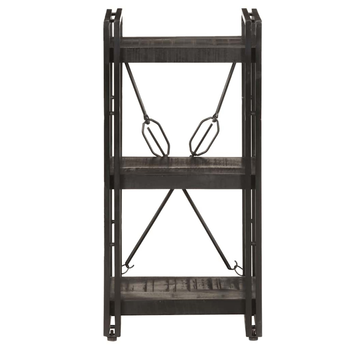 vidaXL Βιβλιοθήκη με 3 Επίπεδα Μαύρη 40x30x80 εκ. Μασίφ Ξύλο Μάνγκο