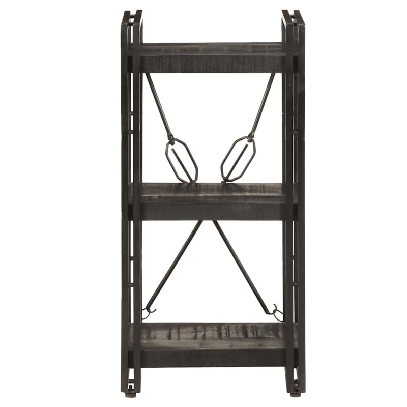 vidaXL Βιβλιοθήκη με 3 Επίπεδα Μαύρη 40x30x80 εκ. Μασίφ Ξύλο Μάνγκο