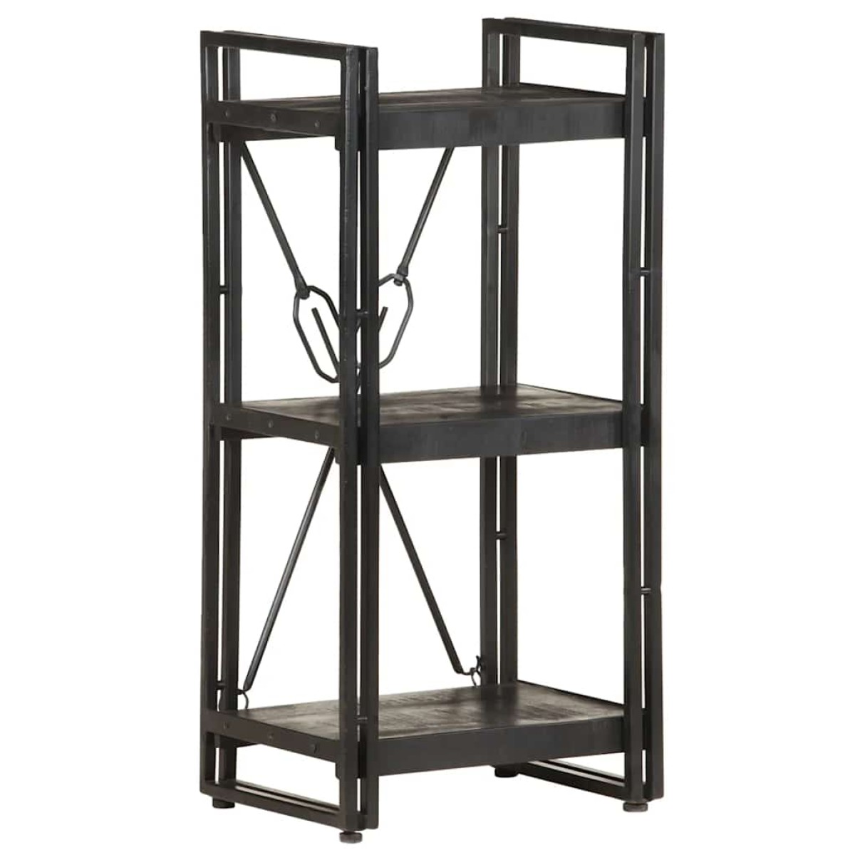 vidaXL Βιβλιοθήκη με 3 Επίπεδα Μαύρη 40x30x80 εκ. Μασίφ Ξύλο Μάνγκο