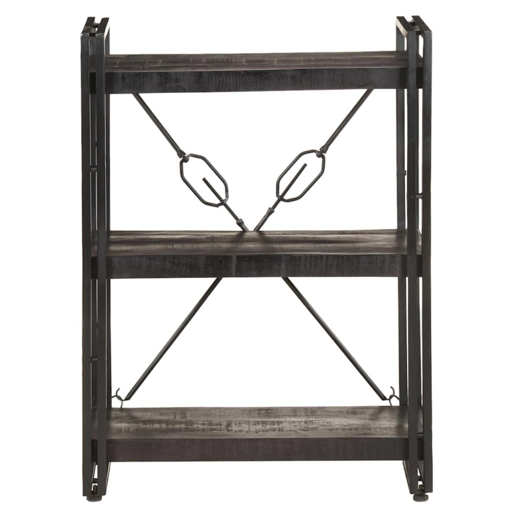vidaXL Βιβλιοθήκη με 3 Επίπεδα Μαύρη 60x30x80 εκ. Μασίφ Ξύλο Μάνγκο