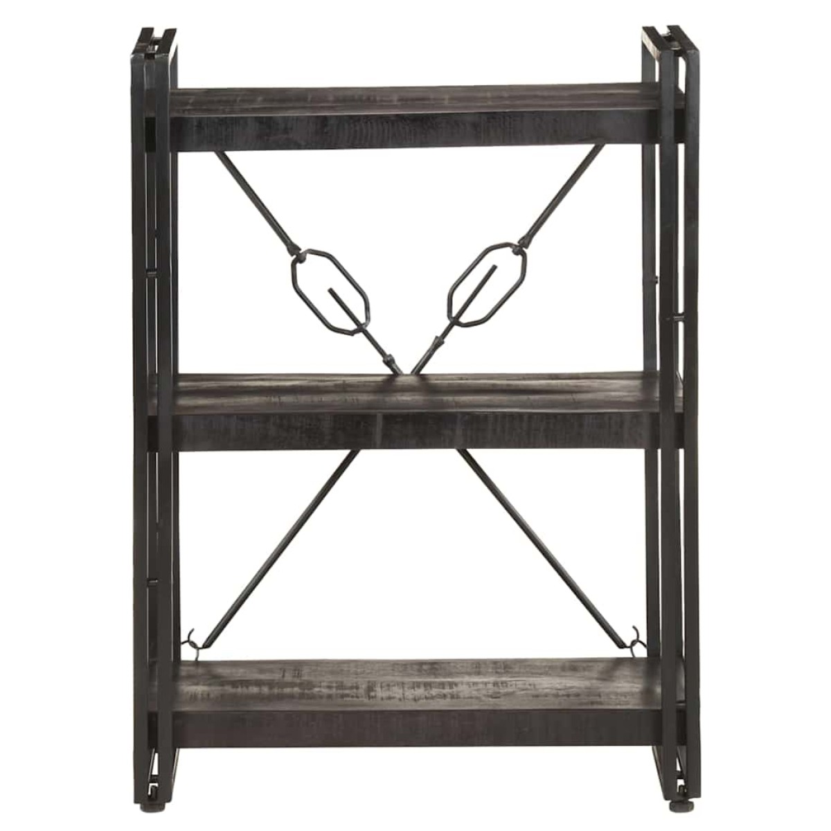 vidaXL Βιβλιοθήκη με 3 Επίπεδα Μαύρη 60x30x80 εκ. Μασίφ Ξύλο Μάνγκο