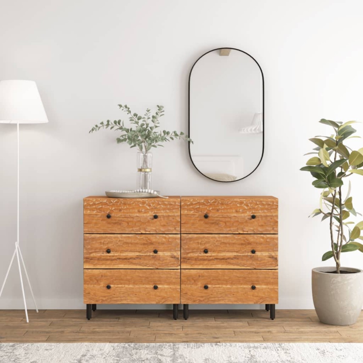 vidaXL Βοηθητικά Ντουλάπια 2 τεμ. 60x33x75 εκ. από Μασίφ Ξύλο Ακακίας