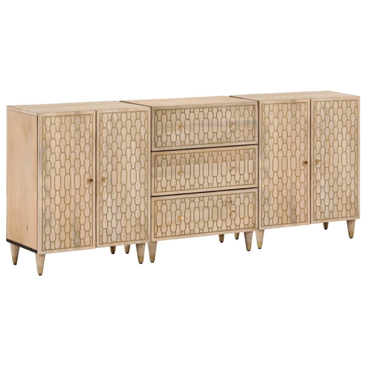 vidaXL Βοηθητικά Ντουλάπια 3 Τεμ. 60x33x75 εκ. από Μασίφ Ξύλο Μάνγκο