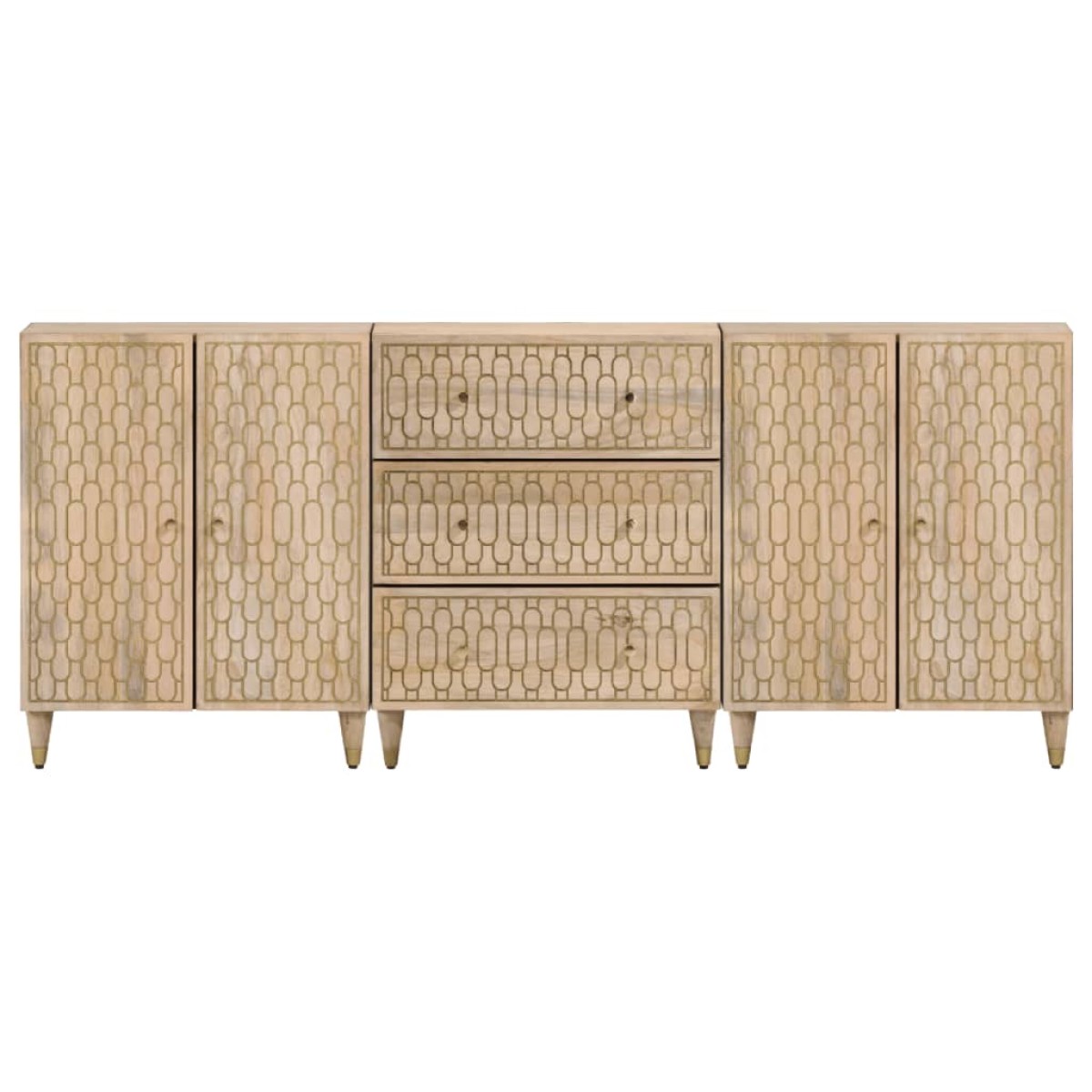 vidaXL Βοηθητικά Ντουλάπια 3 Τεμ. 60x33x75 εκ. από Μασίφ Ξύλο Μάνγκο
