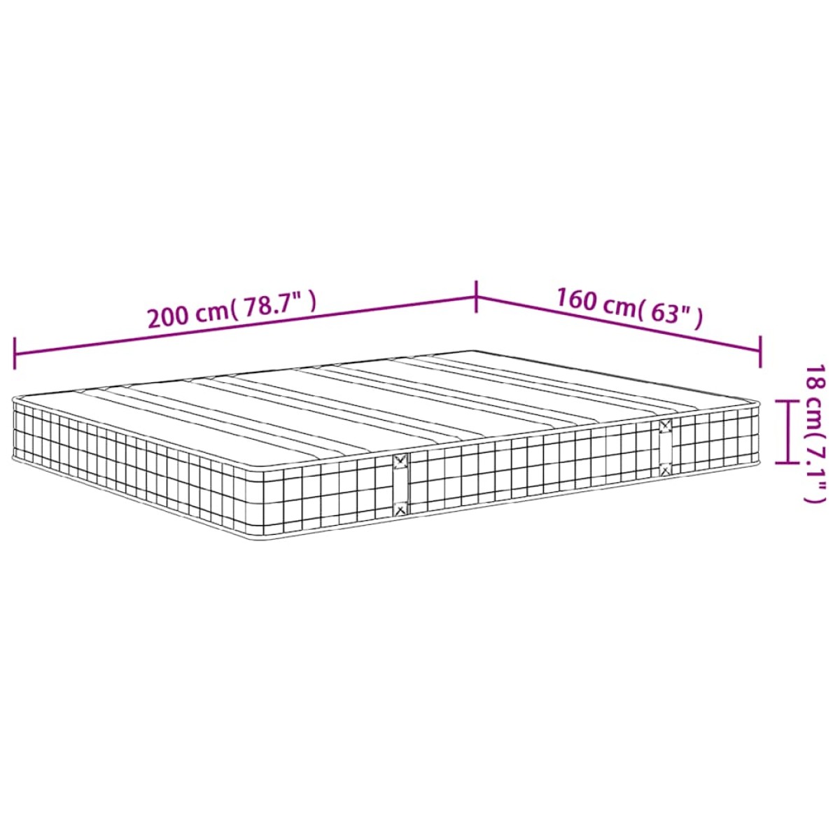 vidaXL Στρώμα με Bonnell Springs Μεσαία Σκληρότητα 160 x 200 εκ.