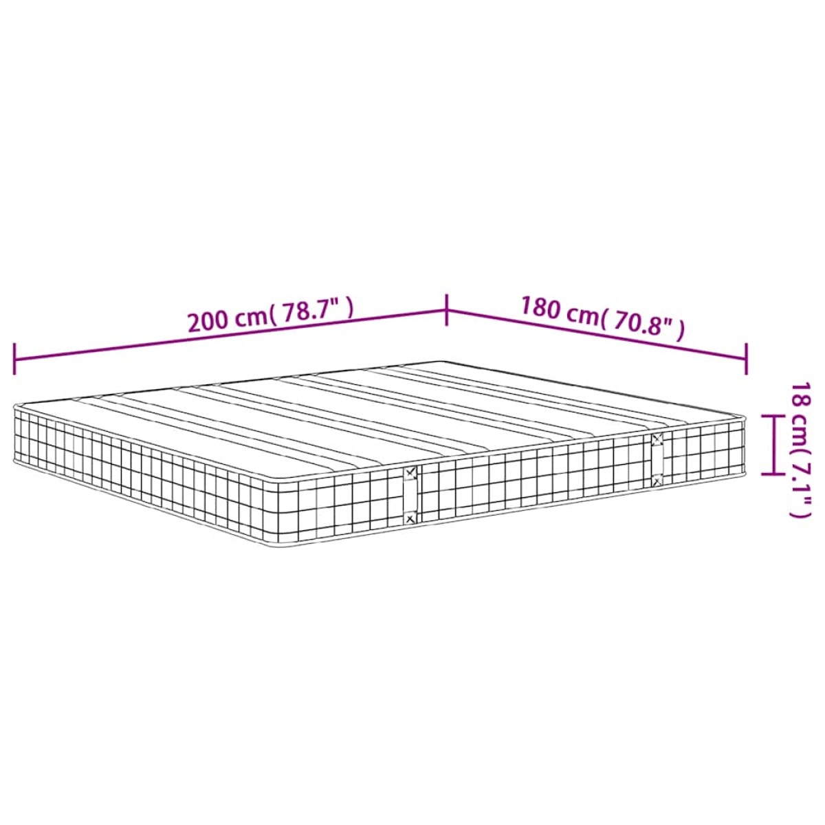 vidaXL Στρώμα με Bonnell Springs Μεσαία Σκληρότητα 180 x 200 εκ.