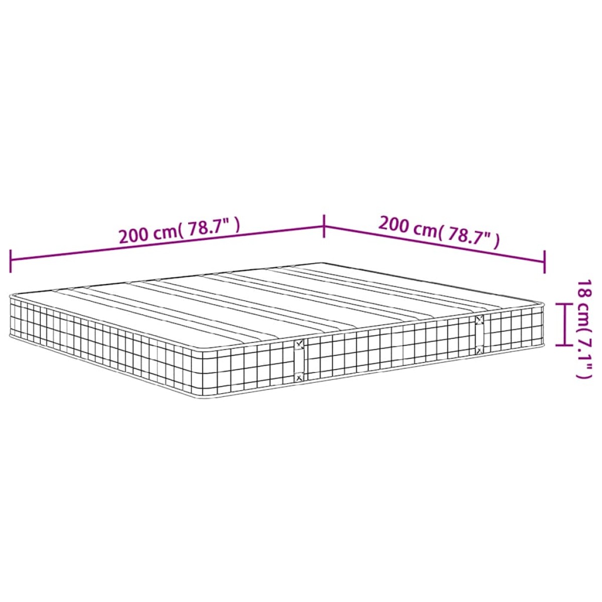 vidaXL Στρώμα με Bonnell Springs Μεσαία Σκληρότητα 200 x 200 εκ.