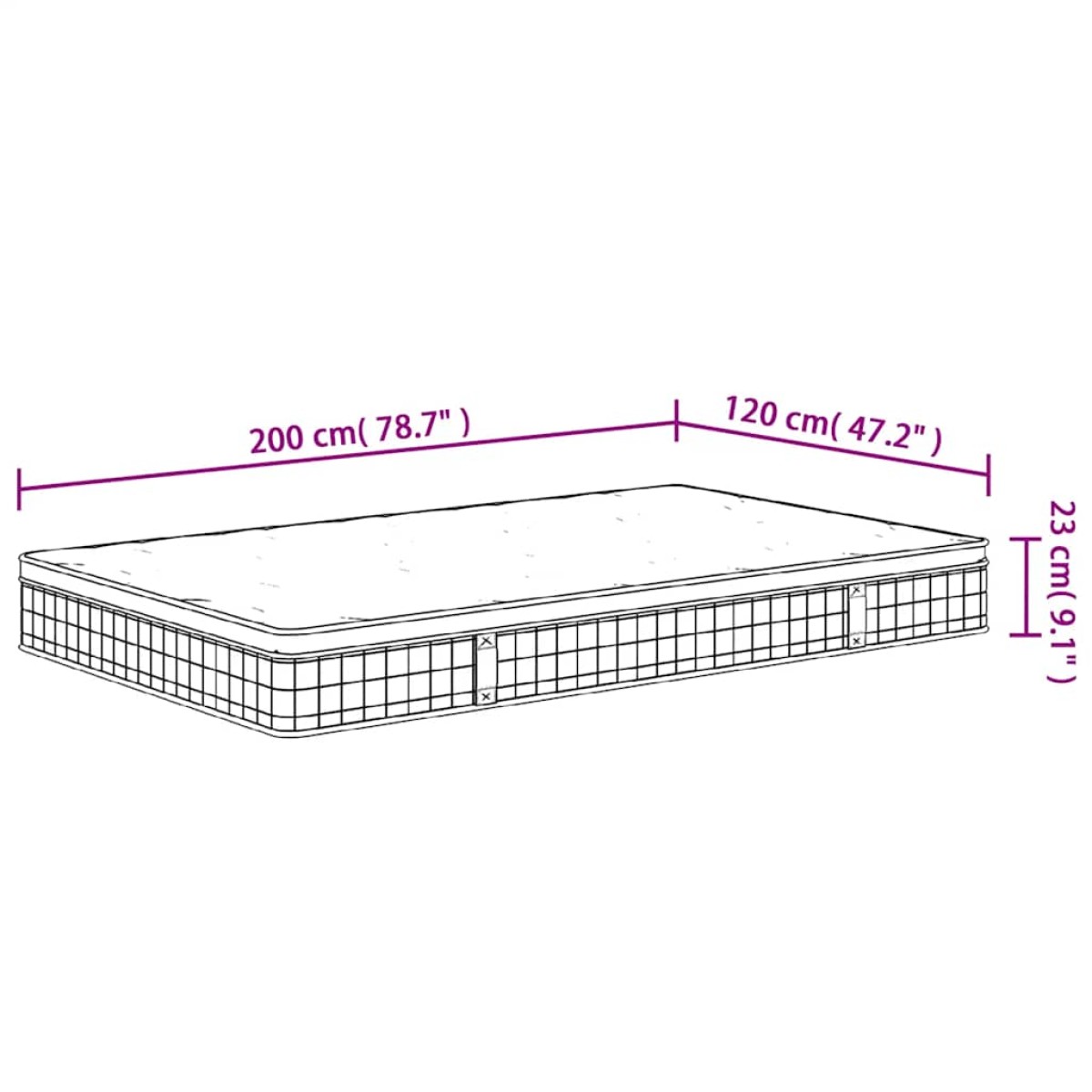 vidaXL Στρώμα με Bonnell Springs Μεσαία Σκληρότητα 120 x 200 εκ.