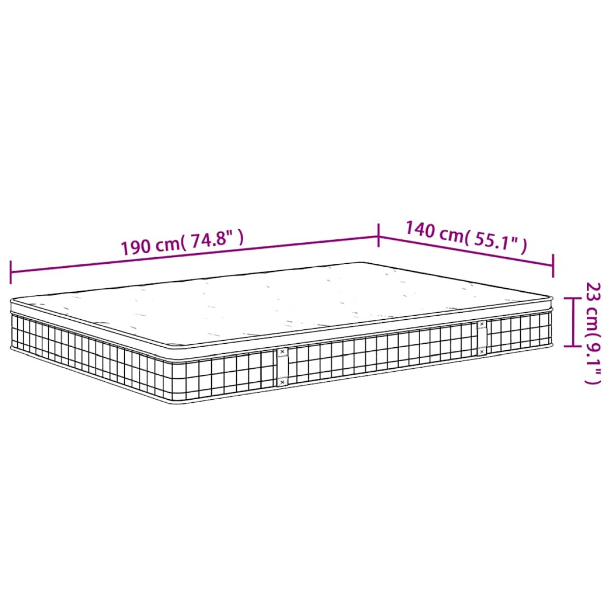 vidaXL Στρώμα με Bonnell Springs Μεσαία Σκληρότητα 140 x 190 εκ.
