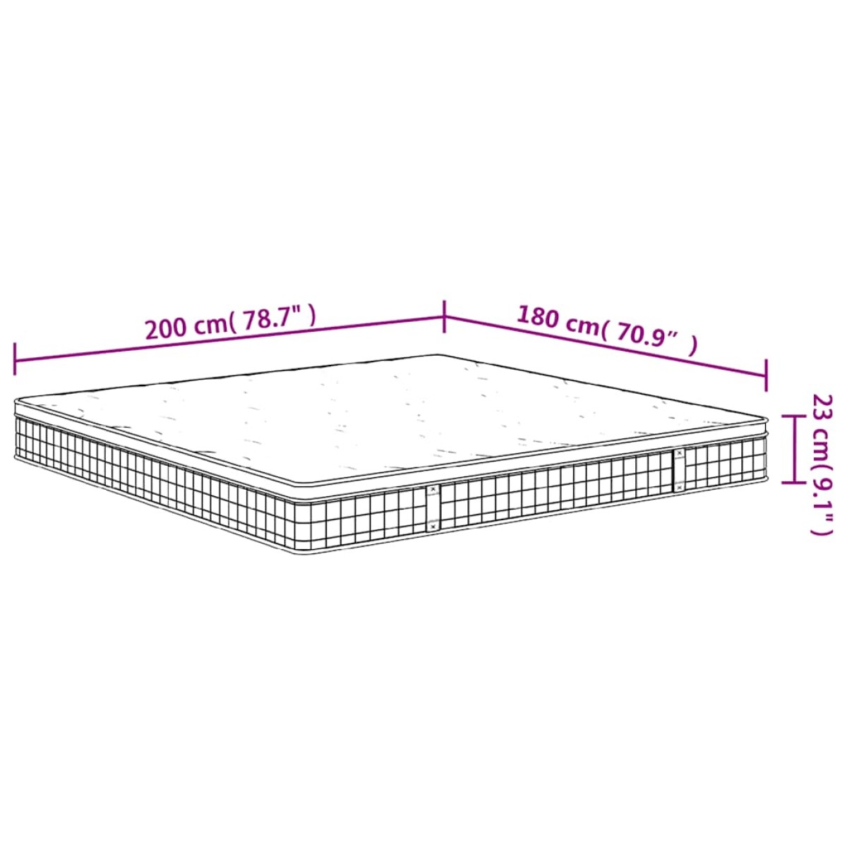 vidaXL Στρώμα με Bonnell Springs Μεσαία Σκληρότητα 180 x 200 εκ.
