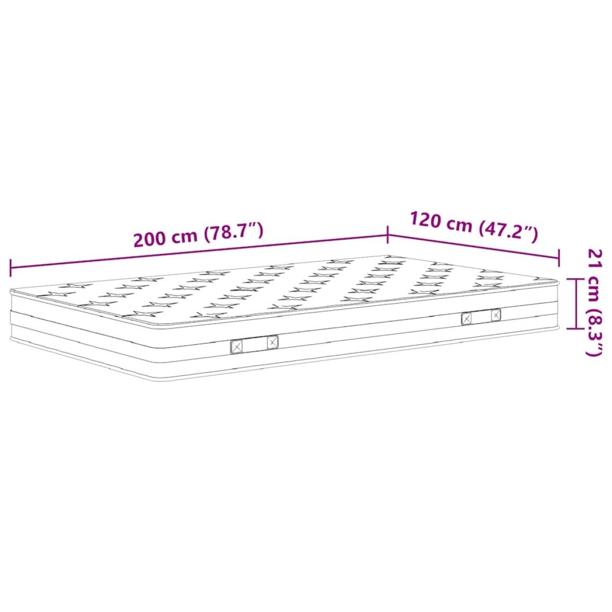 vidaXL Στρώμα με Bonnell Springs Μεσαία Σκληρότητα 120 x 200 εκ.