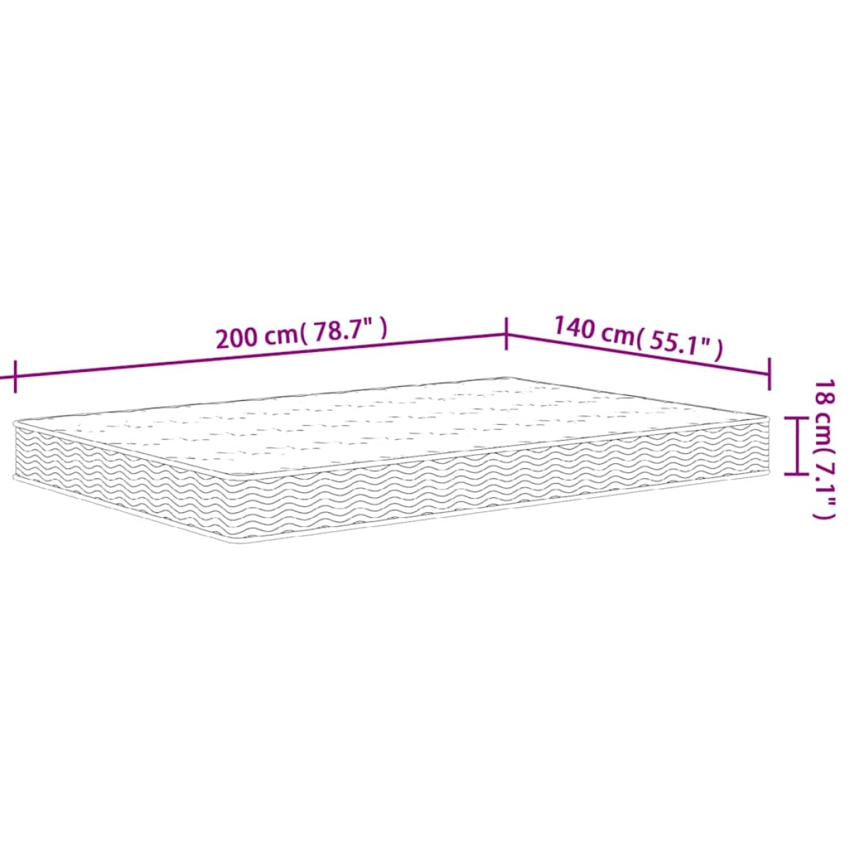 vidaXL Στρώμα με Bonnell Springs Μεσαία Σκληρότητα 140 x 200 εκ.