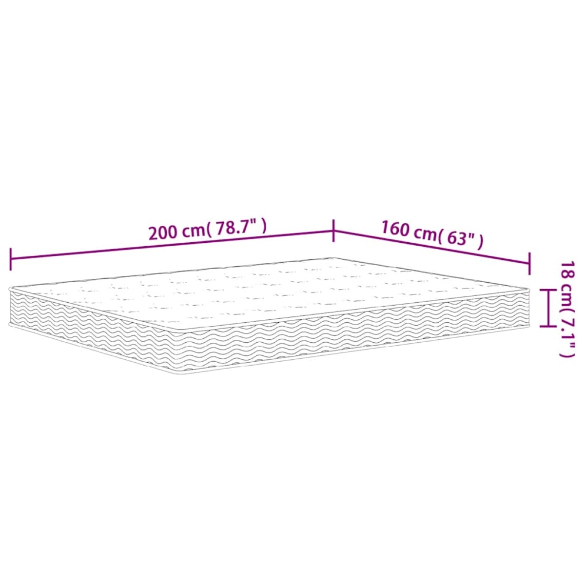 vidaXL Στρώμα με Bonnell Springs Μεσαία Σκληρότητα 160 x 200 εκ.