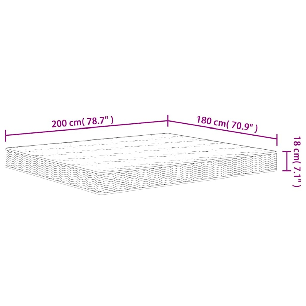 vidaXL Στρώμα με Bonnell Springs Μεσαία Σκληρότητα 180 x 200 εκ.