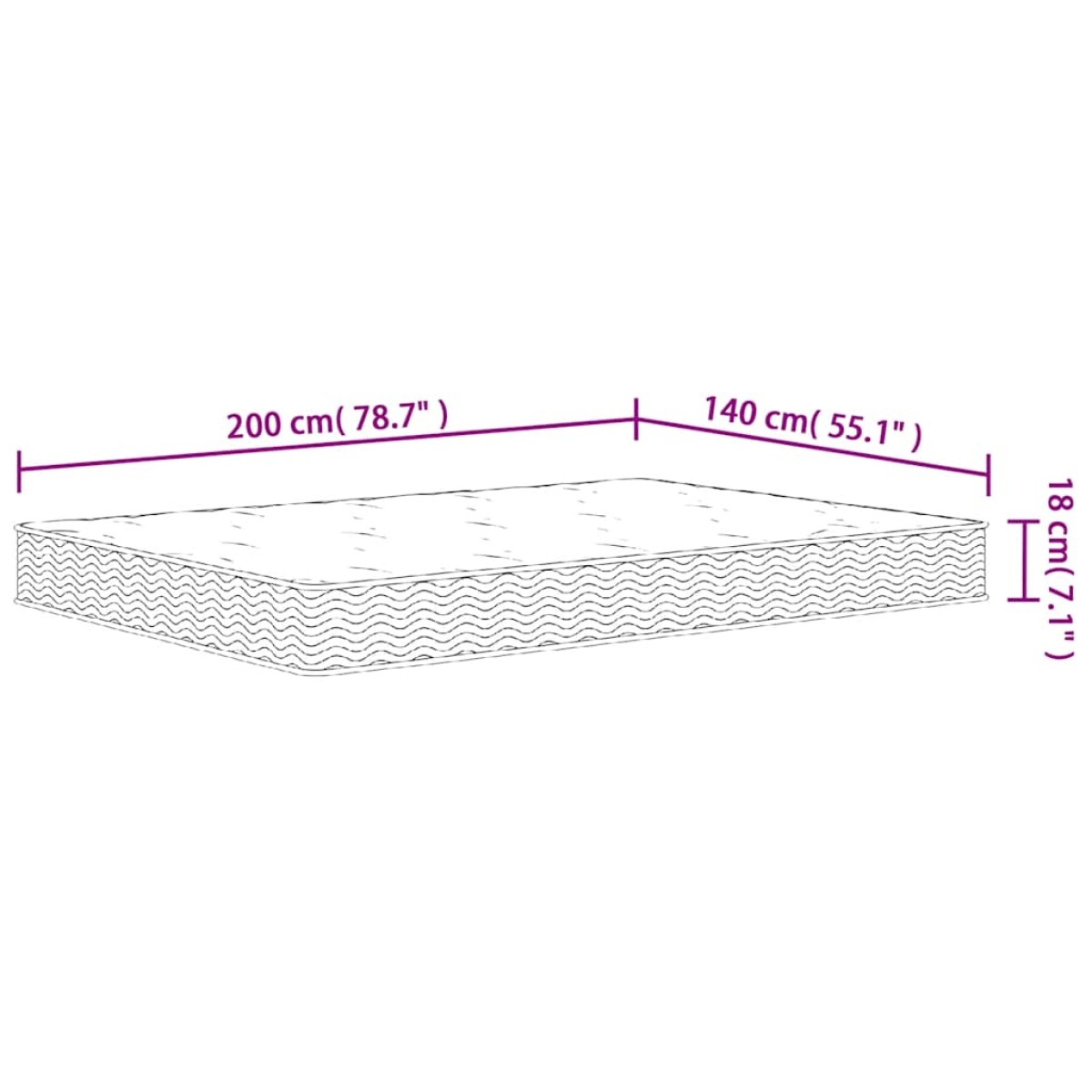 vidaXL Στρώμα με Bonnell Springs Μεσαία Σκληρότητα 140 x 200 εκ.