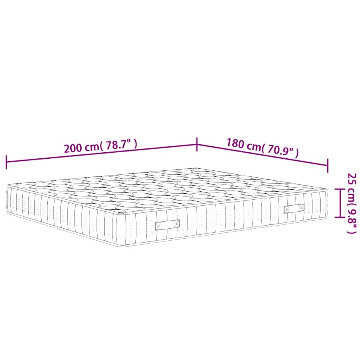vidaXL Στρώμα με Pocket Springs Μεσαία Σκληρότητα 180 x 200 εκ.