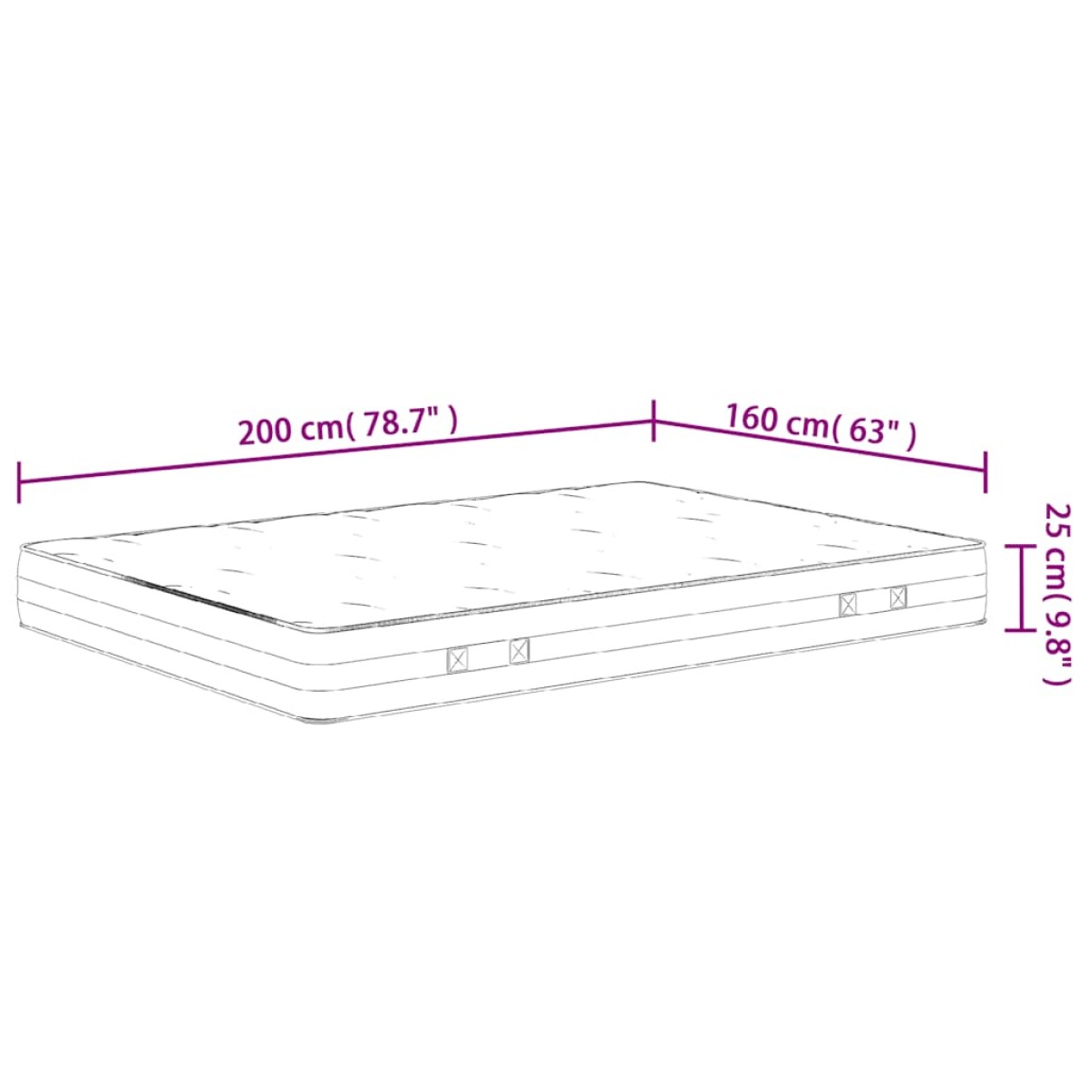 vidaXL Στρώμα με Pocket Springs Μεσαία Σκληρότητα 160 x 200 εκ.