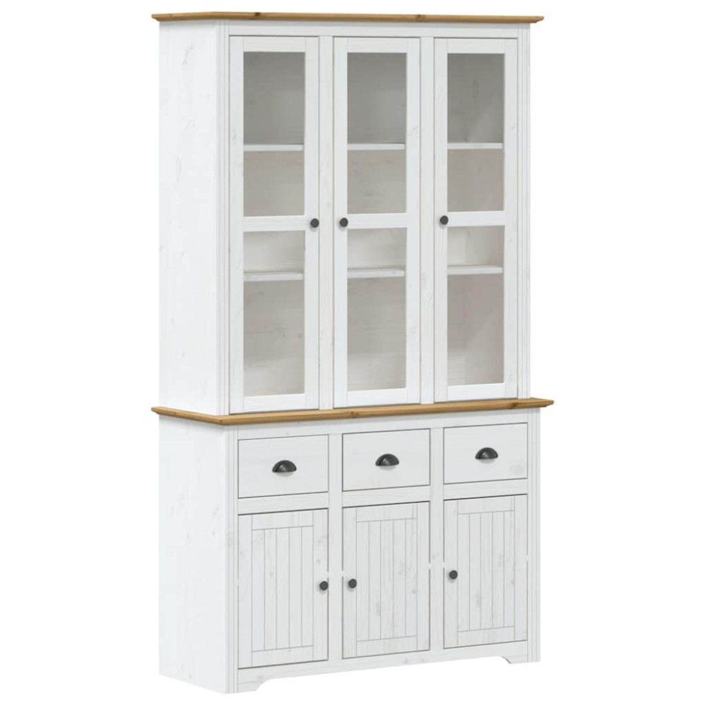 vidaXL Ντουλάπι BODO Λευκό/Καφέ 115,5x43x200,5 εκ. Μασίφ Ξύλο Πεύκου
