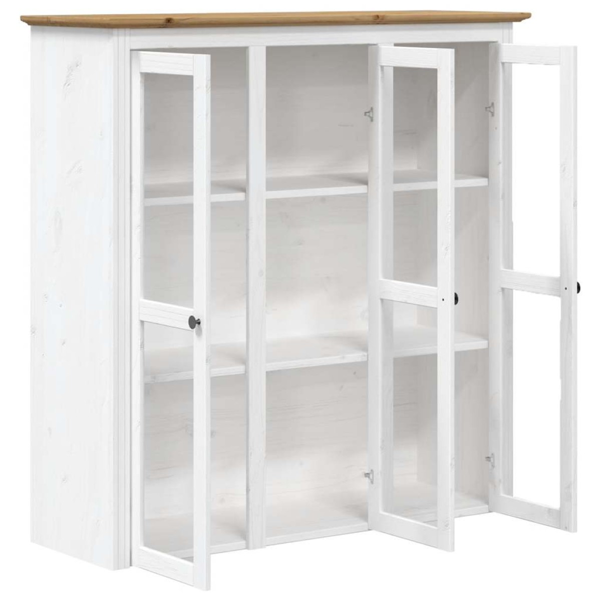 vidaXL Ντουλάπι BODO Λευκό/Καφέ 115,5x43x200,5 εκ. Μασίφ Ξύλο Πεύκου
