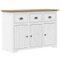 vidaXL Ντουλάπι BODO Λευκό/Καφέ 115,5x43x200,5 εκ. Μασίφ Ξύλο Πεύκου