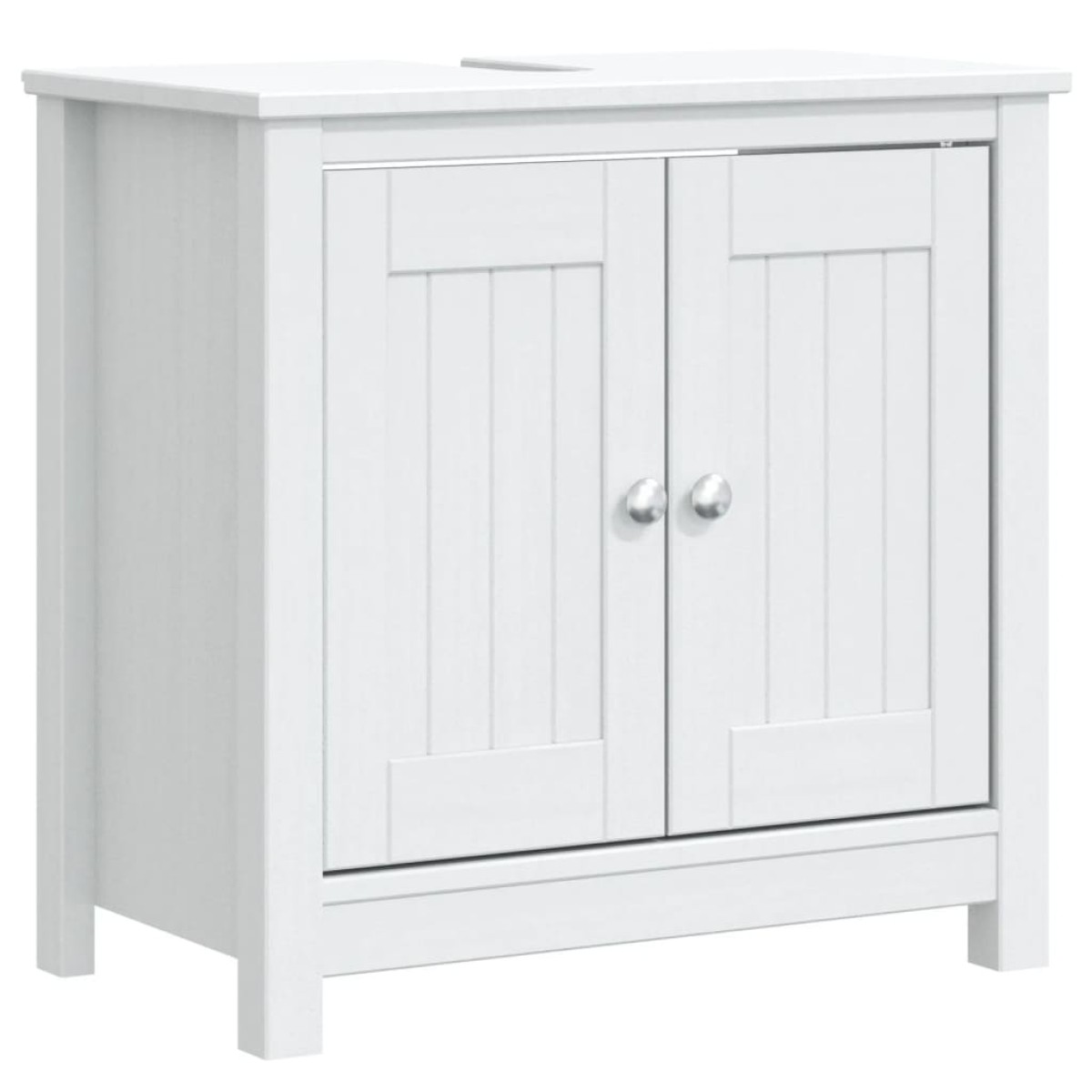 vidaXL Σετ Έπιπλα Μπάνιου 2 Τεμαχίων BERG Λευκά από Μασίφ Ξύλο Πεύκου