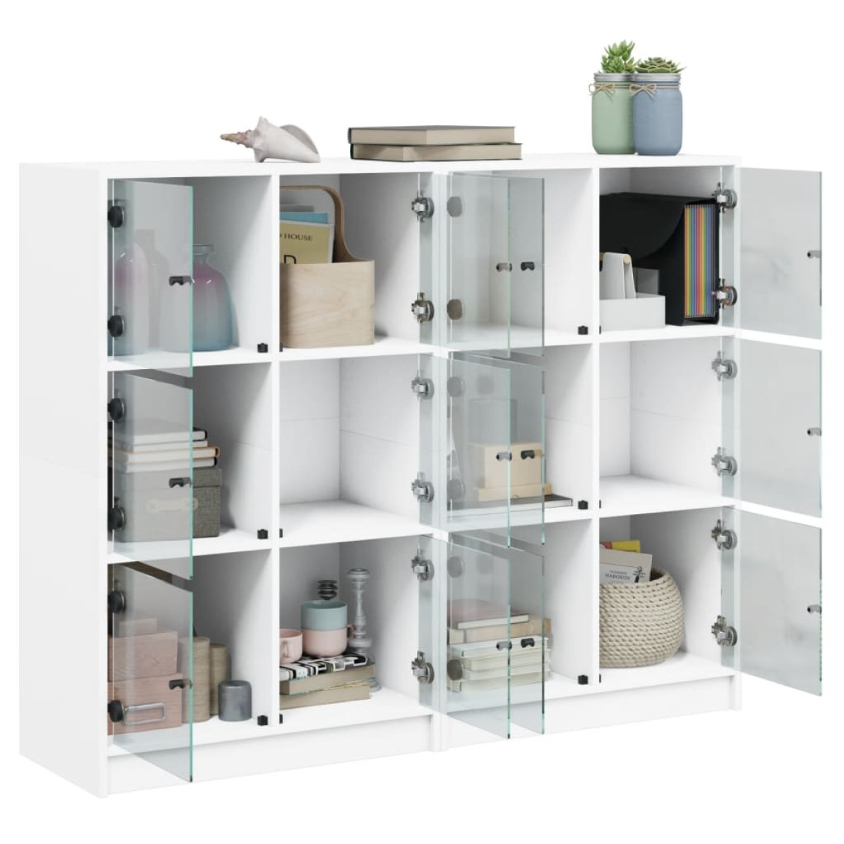 vidaXL Βιβλιοθήκη με Πόρτες Λευκή 136x37x109 εκ. από Επεξεργ. Ξύλο