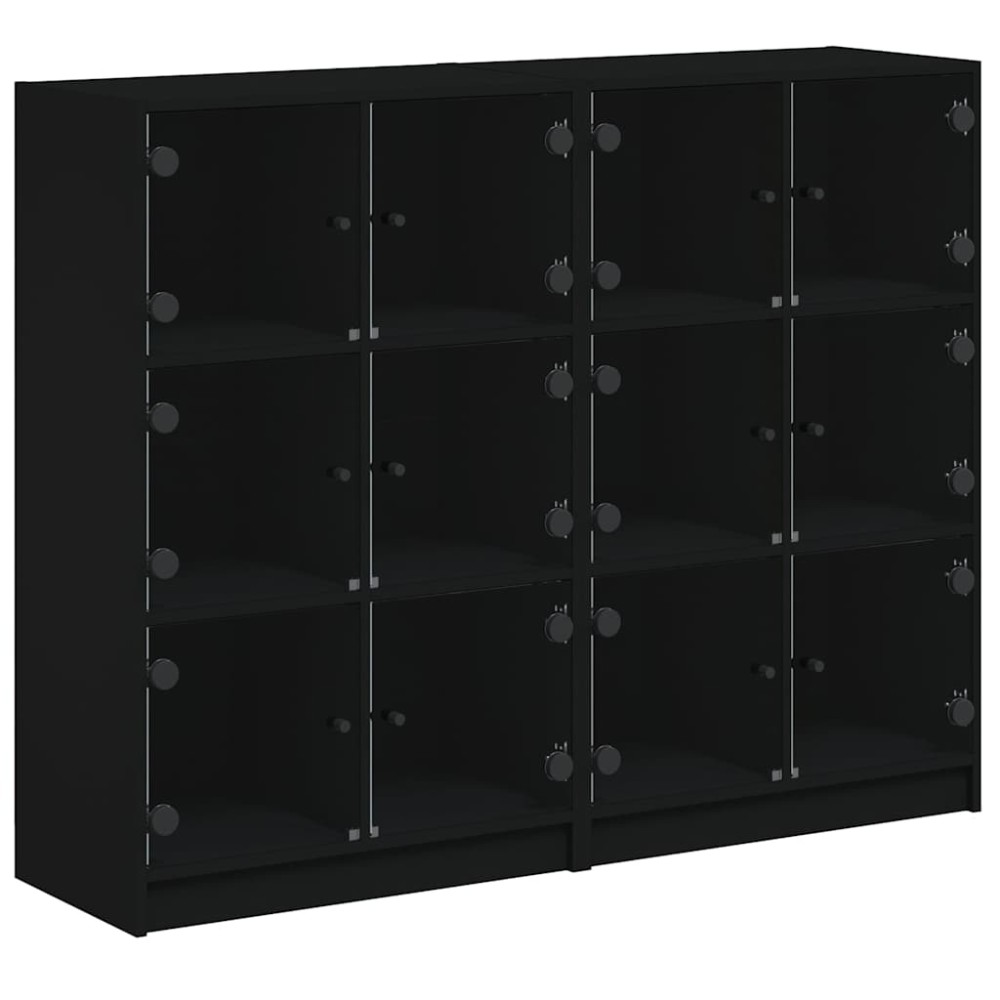vidaXL Βιβλιοθήκη με Πόρτες Μαύρη 136x37x109 εκ. Επεξ. Ξύλο