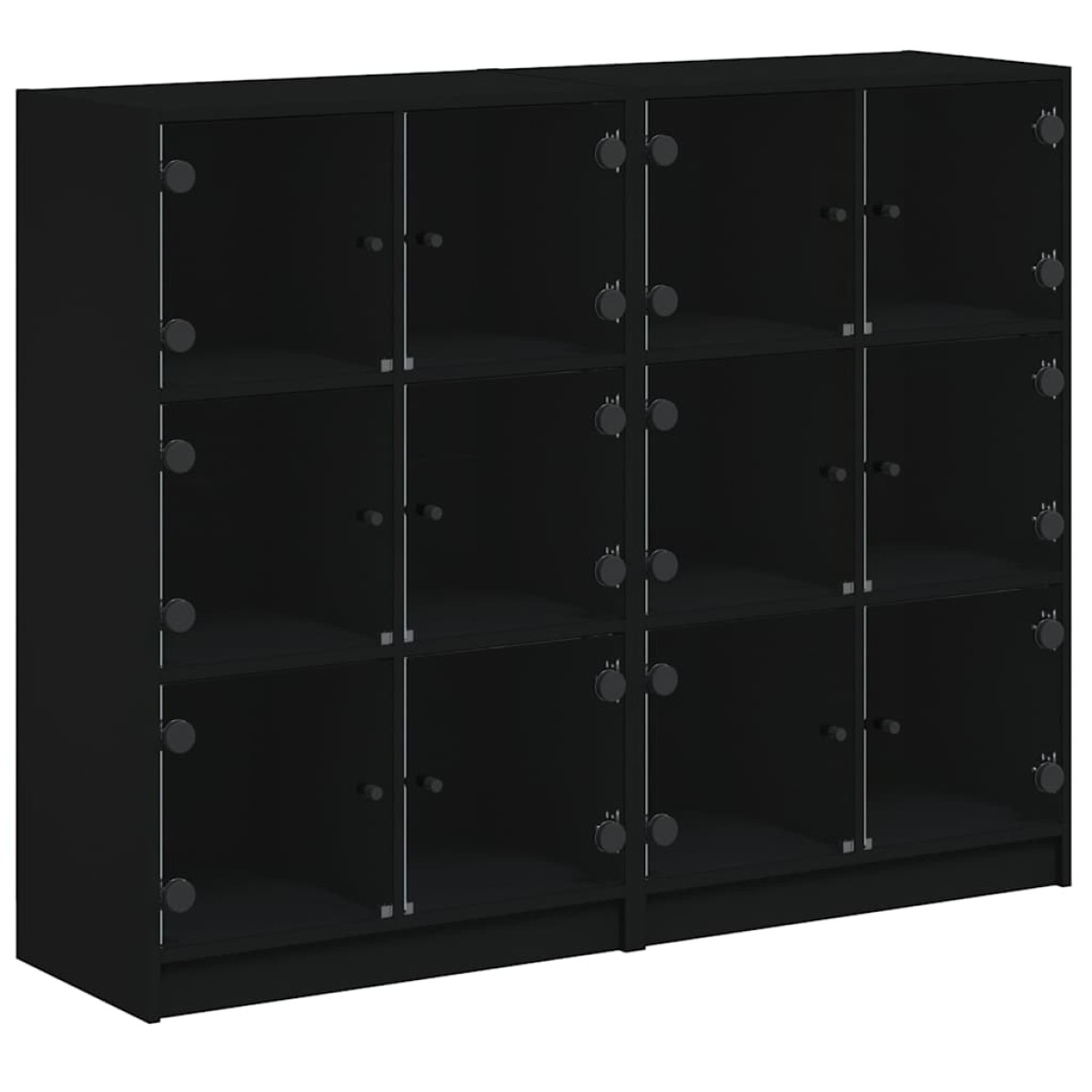 vidaXL Βιβλιοθήκη με Πόρτες Μαύρη 136x37x109 εκ. Επεξ. Ξύλο