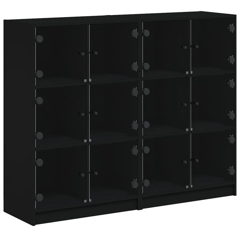 vidaXL Βιβλιοθήκη με Πόρτες Μαύρη 136x37x109 εκ. Επεξ. Ξύλο