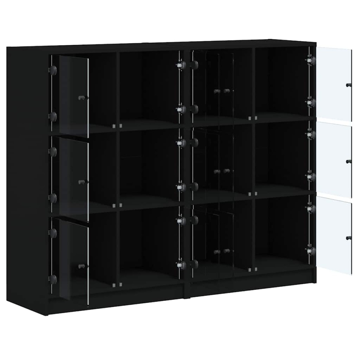 vidaXL Βιβλιοθήκη με Πόρτες Μαύρη 136x37x109 εκ. Επεξ. Ξύλο