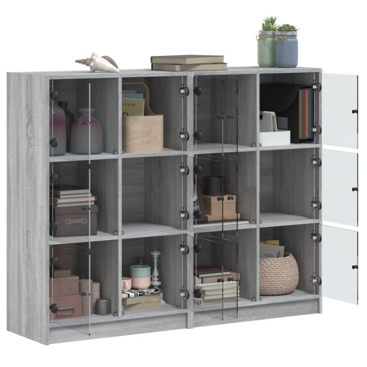 vidaXL Βιβλιοθήκη με Πόρτες Γκρι Sonoma 136x37x109 εκ. Επεξ. Ξύλο