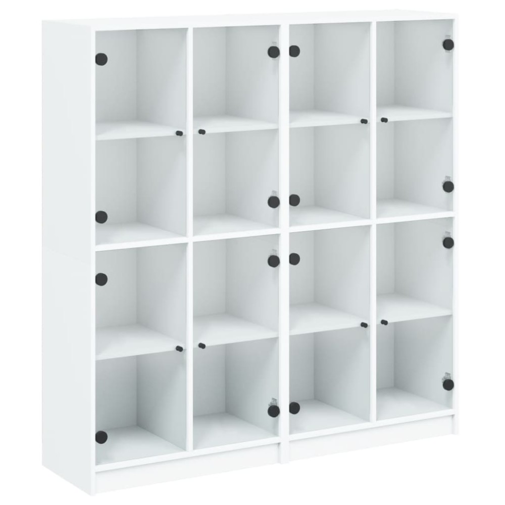vidaXL Βιβλιοθήκη με Πόρτες Λευκή 136x37x142 εκ. από Επεξεργ. Ξύλο