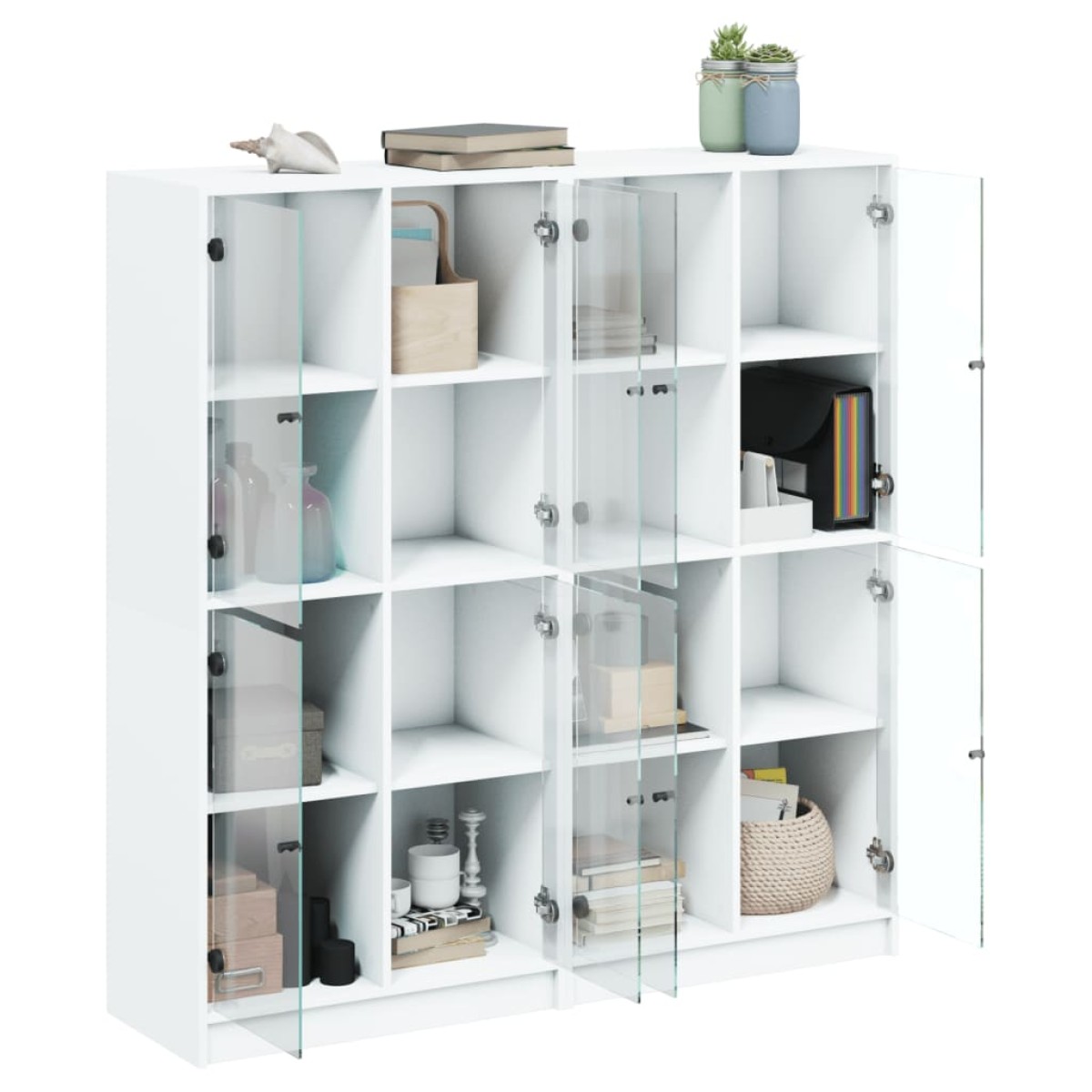 vidaXL Βιβλιοθήκη με Πόρτες Λευκή 136x37x142 εκ. από Επεξεργ. Ξύλο