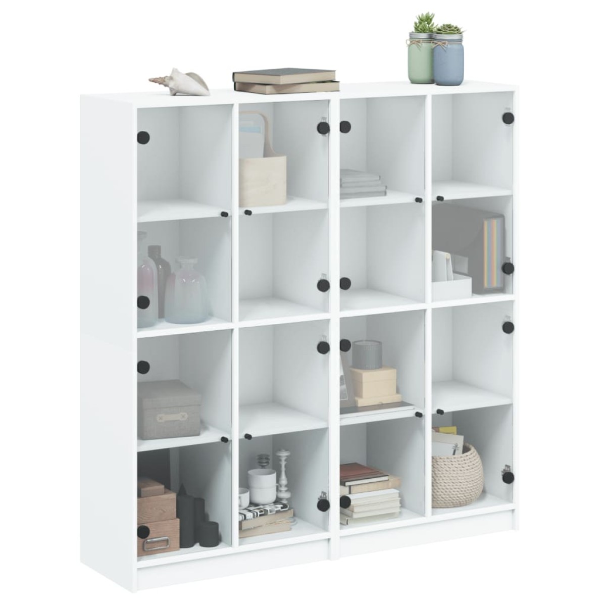 vidaXL Βιβλιοθήκη με Πόρτες Λευκή 136x37x142 εκ. από Επεξεργ. Ξύλο