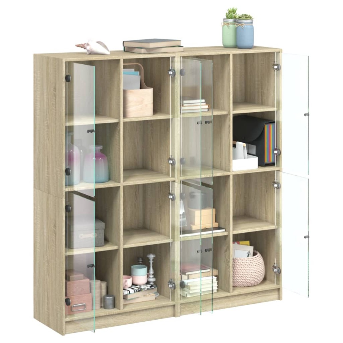 vidaXL Βιβλιοθήκη με Πόρτες Sonoma Δρυς 136x37x142 εκ. Επεξ. Ξύλο